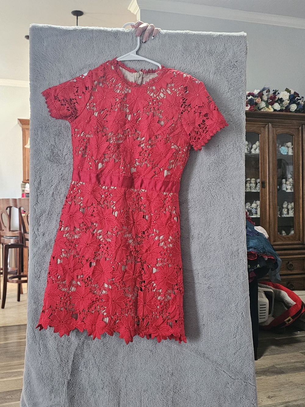 GB girls Red Floral Lace Short-Sleeve Dress